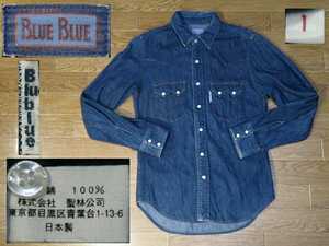  made in Japan *1 size [BLUE BLUEb lube Roo ] is lilac n/ Denim shirt / western shirt / Hollywood Ranch Market / long sleeve shirt / cotton 100%*