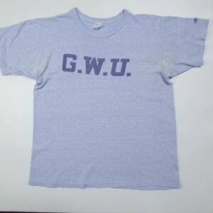 送料無料 champion G.W.U Grorge Washington University 染み込み チャンピオン 88/12 T ブルー Tシャツ ヴィンテージ L made in USA