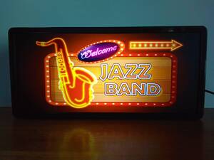  Jazz JAZZ Jazz band sax Old Jazz autograph signboard ornament miscellaneous goods american retro miniature illumination signboard LED2way light BOX