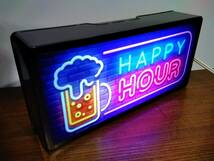 ★HAPPY HOUR★パーティー スナック ハッピー アワー ビール 乾杯 店舗 自宅 サイン ランプ 看板 置物 雑貨 ライトBOX 電飾看板 電光看板_画像3