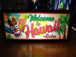 ハワイ TIKI 南国 ハワイアン ハイビスカス ヤシの木 トロピカル Welcome to Hawaii ミニチュア サイン 看板 置物 雑貨 LED2wayライトBOX