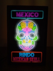 メキシコ メキシカンスカル カラベラ 頭蓋骨 死者の日 お祭り 看板 玩具 サイン 置物 雑貨 LEDライトBOXミニ