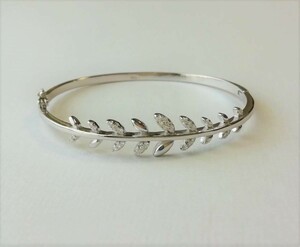  leaf bangle bracele silver 925 imported car tree. leaf CZ silver breath 