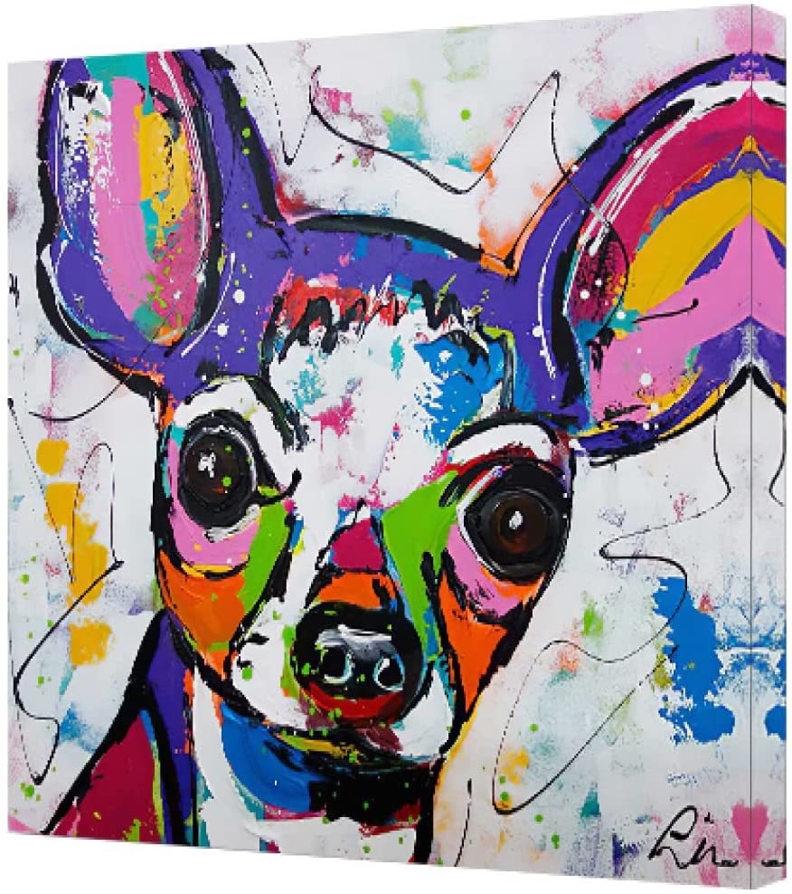 Art Panel 40cmx40cm Canvas Painting Painting Canvas Wall Hanging Interior New Modern Art Chihuahua Dog Cute Dog Painting Chihuahua Painting, artwork, painting, others