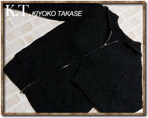 *K.T KIYOKO TAKASEki width ta spool Zip knitted Parker black *