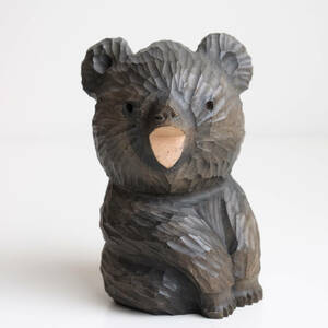 木彫熊 木彫りの熊 北海道民芸品 置物 彫刻 高さ約14.7cm