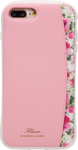 【在庫処分】Natural design iPhone 8PLUS 7PLUS（5.5インチ）ケース FLAMINGO Fleur Pink ピンク 衝撃吸収背面 ナチュラルデザイン