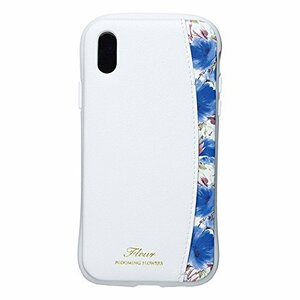 【在庫処分】 NATURAL design iPhoneX Xs (5.8インチ) ケース FLEUR WHITE x BLUE 白×青 衝撃吸収 耐衝撃 カードポケット iP8-FLEP08