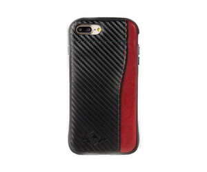 Natural design iPhone 8PLUS 7PLUS （5.5インチ） 衝撃吸収背面ケース FLAMINGO Black x Red カードホルダー付 フラミンゴ