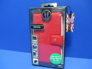 在庫処分 UUNIQUE LONDON iPhone8 iPhone7 iPhone6 6s（4.7インチ）手帳型ケース レッド PUレザー スライド式ケースＭサイズ ポケット付