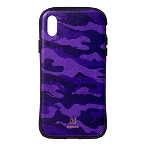 【在庫処分】 NATURAL design iPhoneX Xs (5.8インチ) ケース カラフルカモ PURPLE パープル 衝撃吸収 耐衝撃 カードポケット付