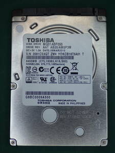 TOSHIBA 2.5インチHDD SATA MQ01ABF050 500GB 動作確認済(500028)