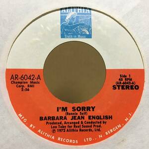 BARBARA JEAN ENGLISH I'M SORRY LIL' BABY 45