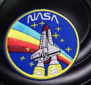 円型（青虹）◆新品未使用　NASA　虹色レインボー　刺繍ワッペン （パッチ）スペースシャトル　宇宙　　アメリカ ミリタリー　サバゲー