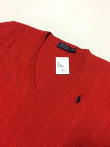 新品 アウトレット 7199 RED レディース セーター US ポロ ラルフローレン メリノ ウール Vネック polo ralph lauren