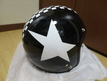 ceptoo 星　チェック柄　黒白　ジェットヘルメット　フリーサイズ　57-59ｃｍ　管4_画像7