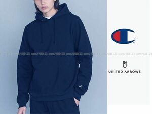 保管品《CHAMPION@チャンピオン》アメリカ製 HOODED USAパーカー メンズS プルオーバー フーディ― ユニセックス ネイビー 紺