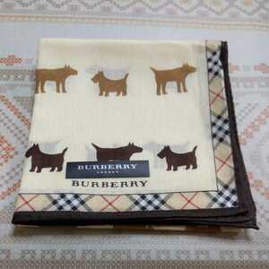 バーバリー BURBERRY ハンカチ　犬　ノバチェックふち　