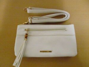 (47134) lady's shoulder bag clutch bag pouch Mini white unused 