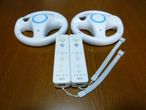 HR068【即日配送 送料無料】Wii マリオカート ハンドル リモコン　ストラップ2個セット　ホワイト（動作良好 クリーニング済）任天堂 純正 