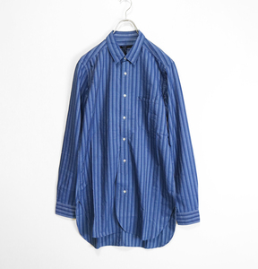 ☆新品 THE GIGI ◆リネンブレンド ストライプシャツ 袖シャツ ネイビー サイズ39 (下げ札付) ロング ザジジ ◆ZX20