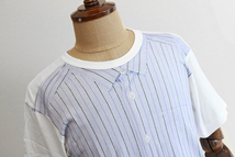 COMME des GARCONS HOMME PLUS ◆ 転写シャツプリント 半袖Tシャツ S ホワイト×ブルー カットソー コムデギャルソンオムプリュス ◆WX8_画像1