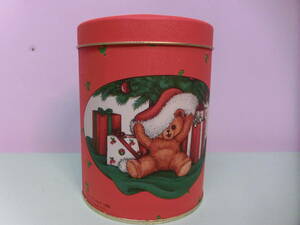 ビンテージ テディベア クリスマス 1988年 ブリキ缶 小物入れケース サンタクロース USA TIN Vintage 雑貨 ティンカン 空き缶 カントリー