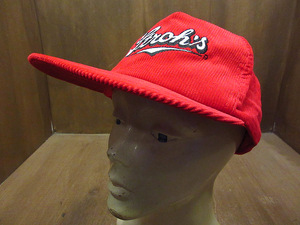 ビンテージ80's●DEADSTOCK Stroh'sコーデュロイ5パネルキャップ赤●220116i3-m-cp-bb 1980sデッドストックBEERビール野球帽ベースボール