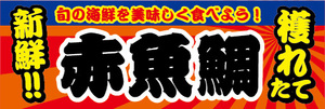 横断幕　横幕　水産物　海産物　新鮮！穫れたて　赤魚鯛　アコウダイ