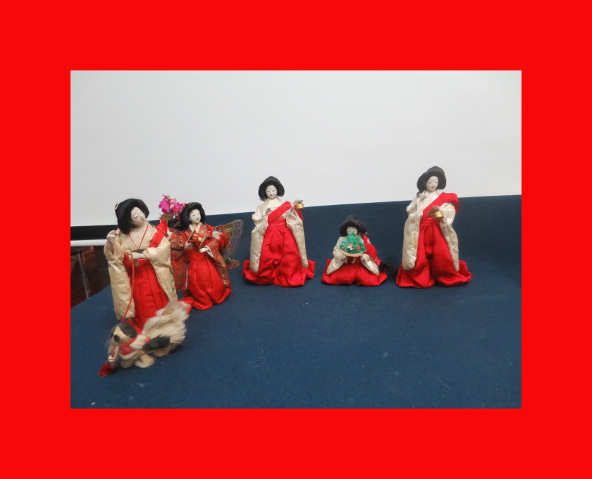 : [Doll Museum] Maruhira Three Court Ladies, Butterfly Dance, Dog-pulling court lady E-379 Hina dolls, Hina accessories, Hina palace. Makie Hina, season, Annual Events, Doll's Festival, Hina Dolls