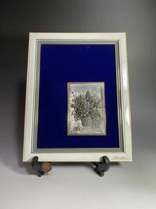 Art hand Auction عمل الفنان لوحة معدنية حرفية إطار نقش معدني تأطير داخلي زهور فن ثلاثي الأبعاد, عمل فني, تلوين, آحرون