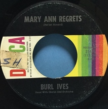 EP 洋楽 Burl Ives / Mary Ann Regrets 米盤_画像2