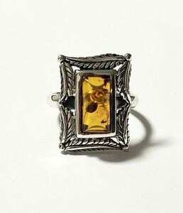  amber ring 17 number silver 925 SILVER amber natural stone accessory ring 