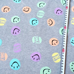 スマイリー柄 ミニ裏毛ニット 180×80cm ニット生地 布 はぎれ ハンドメイド スマイリー ニコちゃん にこちゃん