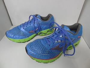 全国送料無料 ミズノ MIZUNO WAVE INSPIRE 9 レディース エメラルドブルー色 メッシュ ランニングシューズ スニーカー 22.5cm