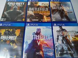 PS4 人気 ソフト 6本セット バトルフィールド1 4 5 ハードライン コールオブデューティ ブラックオプス