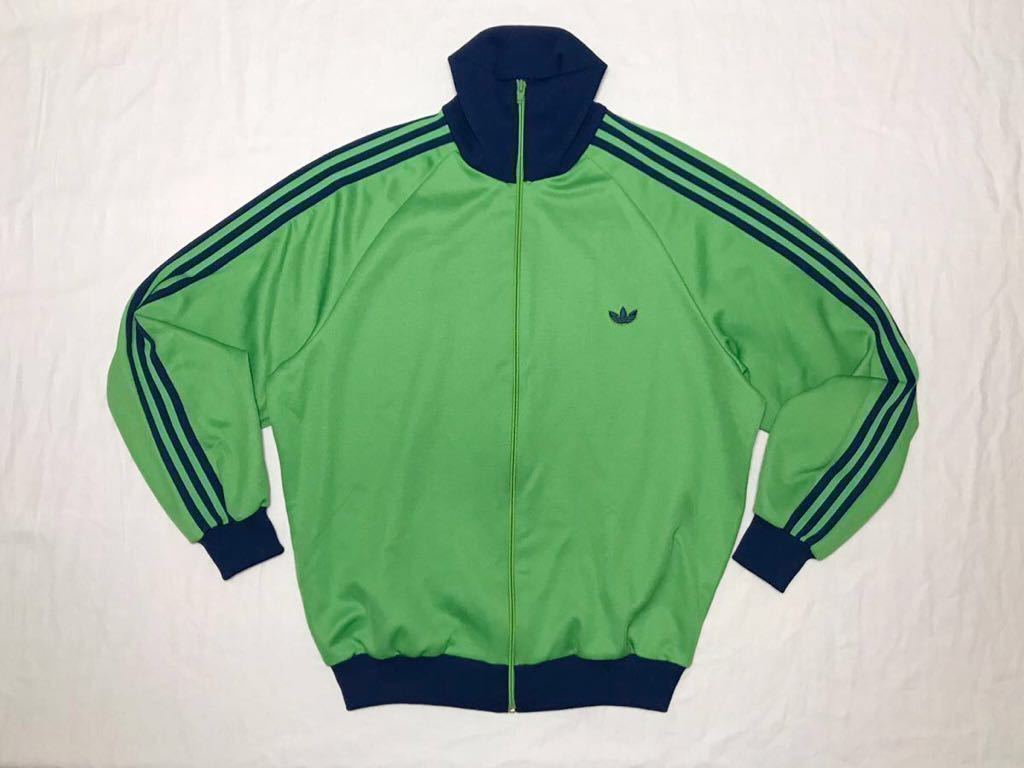 全店販売中 6号 アディダス ジャージ 80s デサント製 緑×紺 ジャージ ブランド品専門 L-XL 緑×山吹 デサント製ジャージ 【西ドイツ時代/極美】80sアディダス ジャージ