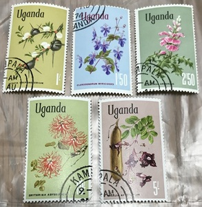 ◎切手　ウガンダ　「花　５枚セット」◎