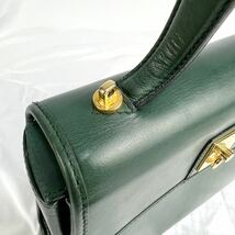 1円スタート 美品 【至高の逸品】 CELINE セリーヌ ショルダーバッグ ハンドバッグ 2way ガンチーニ ケリー型 ボックス BOX グリーン_画像6