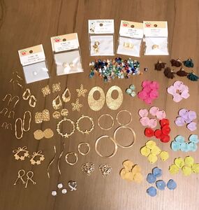 ハンドメイド パーツ フラワータッセル 花びらビーズ パールビーズ スワロフスキー ラインストーン ゴールド ピアス 手芸