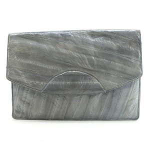 i-rus gold eel leather ( eel leather ) clutch bag gray lady's [32030405] used 