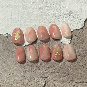 ネイルチップ ジェルネイル 春ネイル ピンク ゴールド ニュアンス