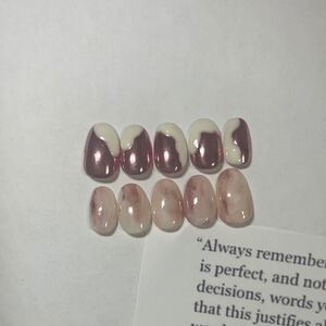 ネイルチップ 付け爪 ジェルネイル 白 ピンク ミラー 桃