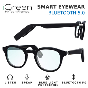iGreen SMART EYEWEAR アイグリーン スマート アイウェア メガネフレーム ブランド Bluetooth ブラック 眼鏡 IGT-003-C02