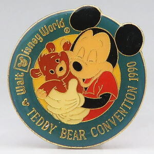 Disney 1990 Wdw Teddy Bear Convention Mickey Badge Walt Disney World USA
