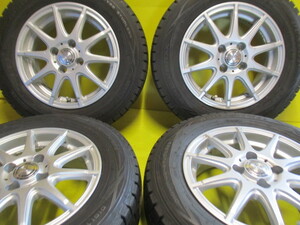 ユ）　VOLKS　14×5.5J +42 4H PCD100 バリ溝　ダンロップWM01　175/70R14 4本セット ウ゛ィッツ、フィット　ヤリス　送料込み