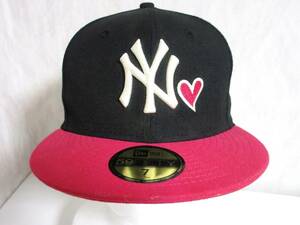 ニューエラ NEW ERA ニューヨークヤンキース キャップ 帽子 黒 ピンク 7 北4674
