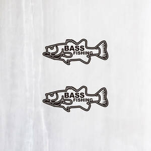 送料無料◆BASS Fishing バス釣り カッティングステッカー◆ブラック｜10×4cm｜2枚セット｜超防水 屋外使用可【C038】