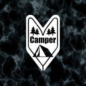 送料無料◆Beginner Camper ビギナー キャンパー カッティングステッカー◆ホワイト｜15×9cm｜超防水 UVカット 屋外使用可【C052】