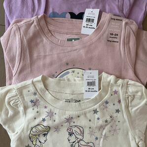 新品3点 90◆baby GAP 長袖 ロンT◆アナ雪 女の子 未使用 ベビーギャップ 保育園 2歳 春 トップス エルサ アナ プリンセス レンチキュラー